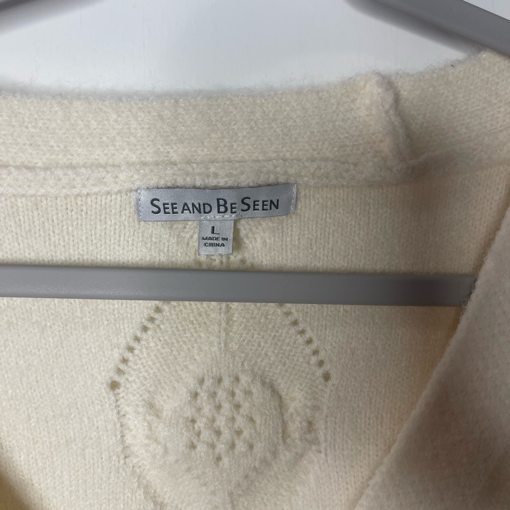 See and Be Seen Cream Button Down Cardigan Sweater - Picture 7 of 7